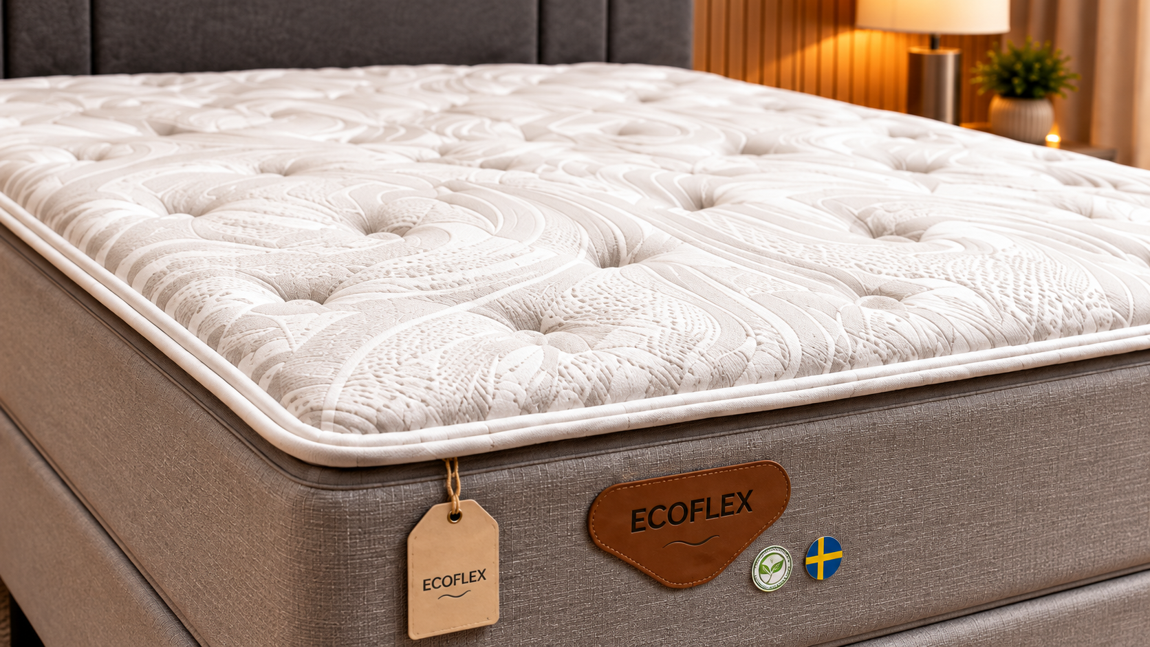 Detalhes do tecido e acabamento do colchão Ecoflex